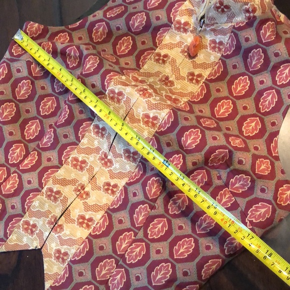 Tapp NY Vintage lined mixed brocade fabric zipper with bead pull sleeveless vest - Picture 15 of 16